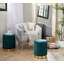 Ensemble de repose-pieds gigognes en métal doré et velours bleu sarcelle-522105943