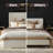  Queen Bed Frame With 53" Extra Tall Wingback Headboard, Luxury and Low Profile Grounded Upholstered Platform Bed, Heavy Duty Support, Noise-Free, Easy Assembly, No Box Spring Needed, Beige Chenille-1502703194-1502703196