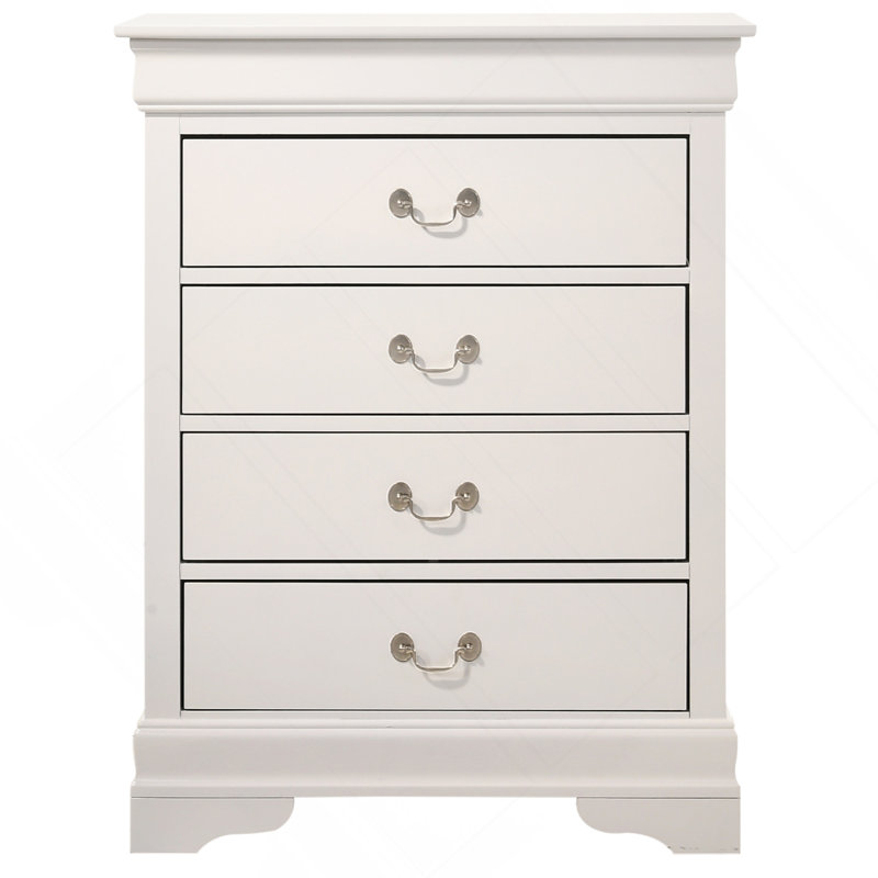 Commode 4 tiroirs Louis Phillipe G3160-BC, Blanc