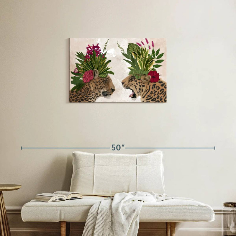 Paire de léopards Brampt Hot House rose vert, H 20 po x l 30 po