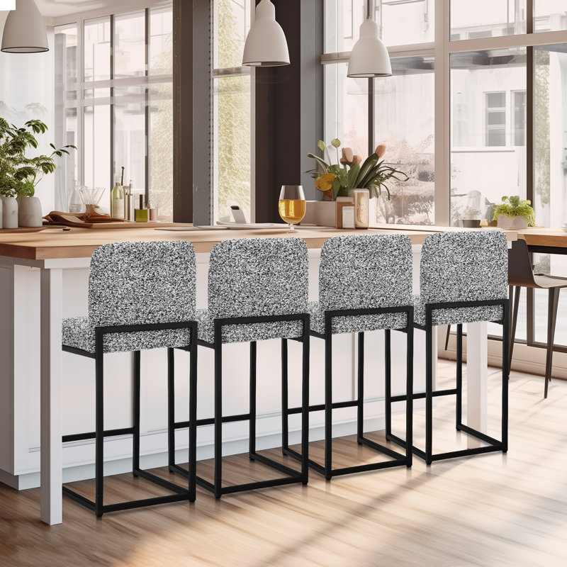 Ensemble de 4 tabourets de bar Chenille, Black White