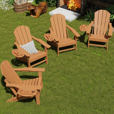  Chaise Adirondack pliante Cheryce en PEHD avec porte-gobelet