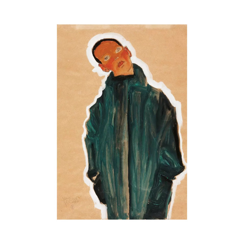 Boy In Green Coat, 1910 by Egon Schiele - Painting on Canvas, Wrapped Canvas, 101.6cm H x 66.04cm W x 3.81cm D
