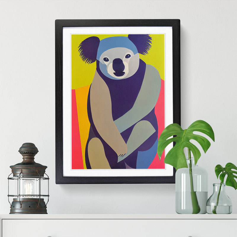 Koala Bear Abstract Vol.2 - Picture Frame Print, 64cm H x 46cm W x 2cm D, Walnut
