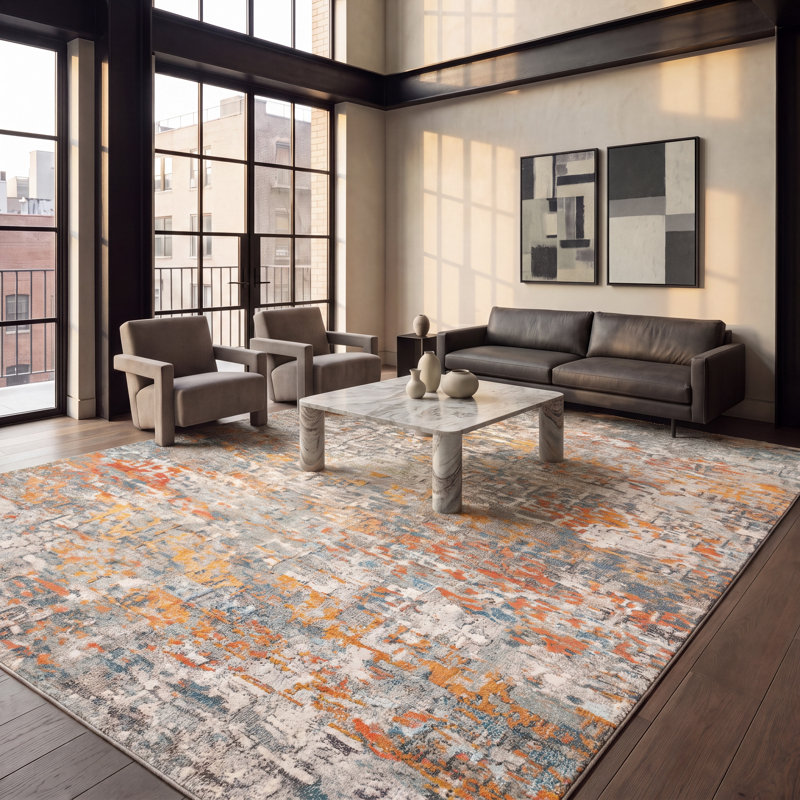 Tapis performance à motif abstrait Madison, Rectangle de 10 pi x 14 pi