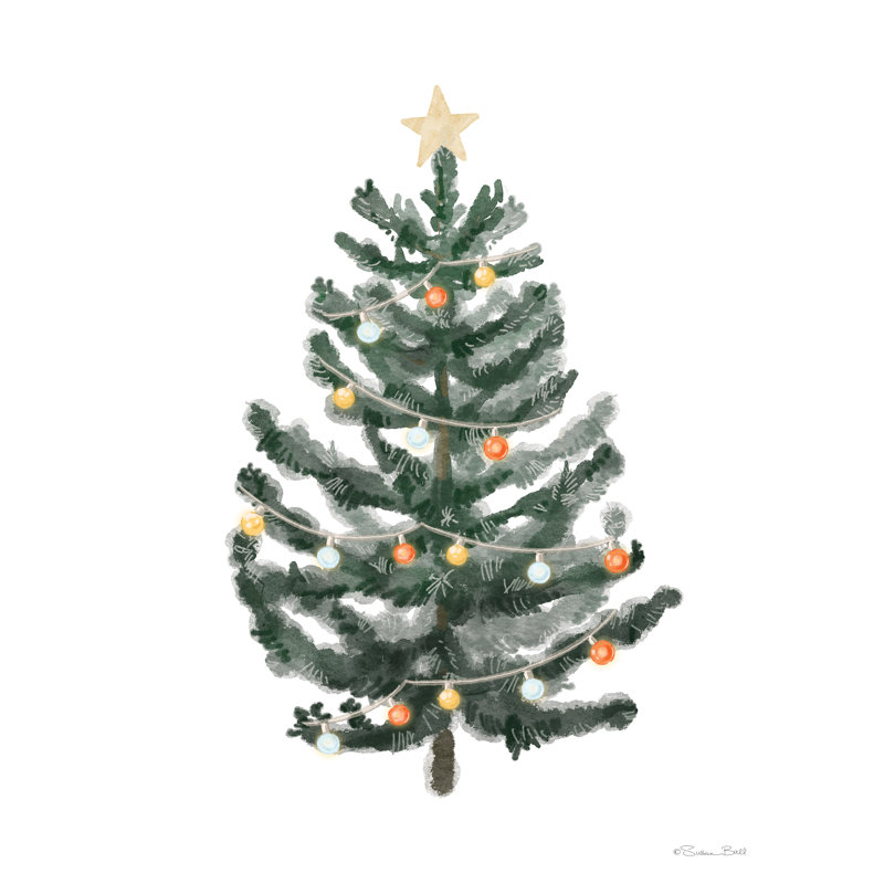 Arbre de Noël pin sur toile par Susan Ball, H 30 po x l 20 po x P 1,25 po