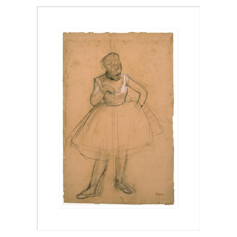 Danseuse de ballet ajustant son costume par Edgar Degas, impression giclée encadrée, H 21,75 po x l 16,15 po