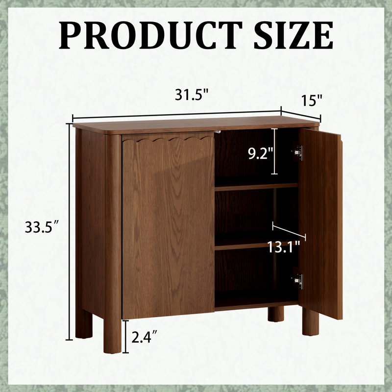31.5" Solid Wood Veneer Accent Cabinet, Walnut
