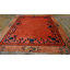 Tapis floral carré en laine noué à la main Coral / Saumon rose des années 1920