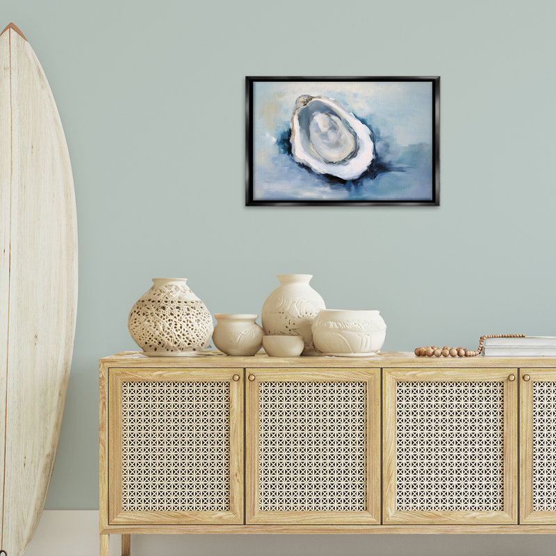 Traditional Mollusk View Gold Framed Floater Canvas by Petal Prints Design, Cadre flottant noir de jais, H 17 po x l 25 po