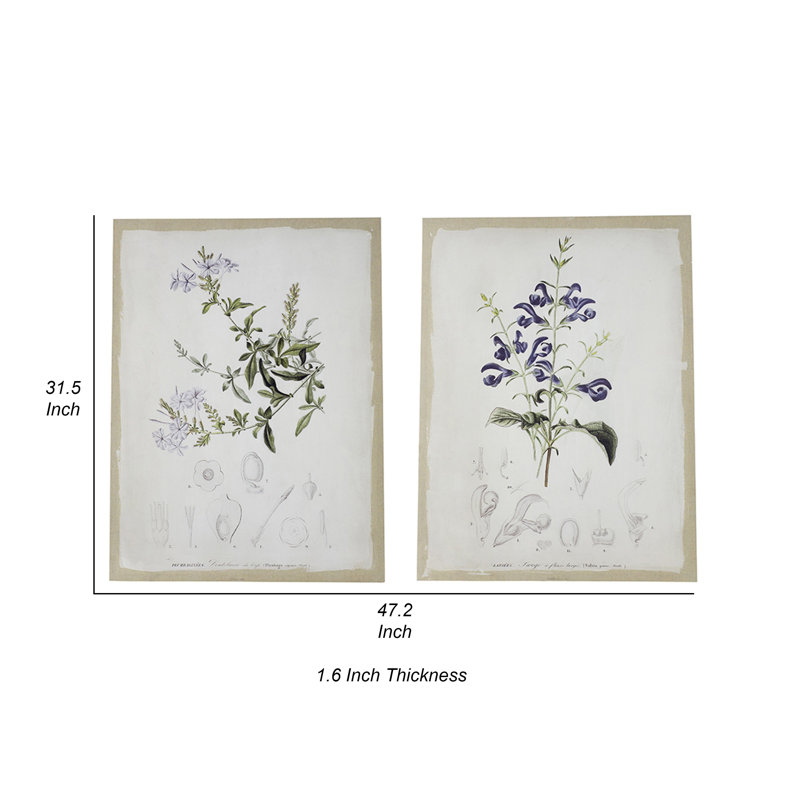 Floral, impression sur toile 2 pièces