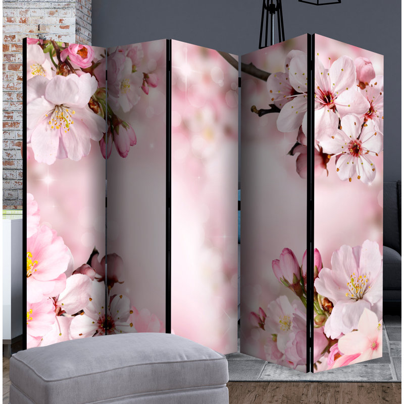 Heathcliff 225 cm W x 172 cm H 5 - Panel Solid Wood Folding Room Divider