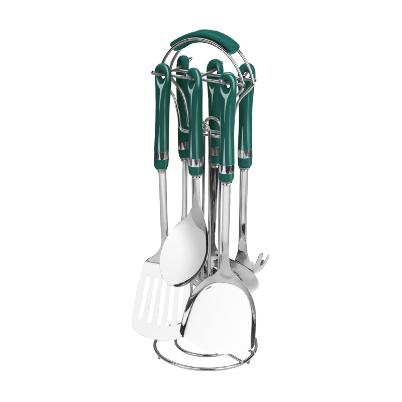 Belfry Kitchen Shela Utensil Set, Green/Silver