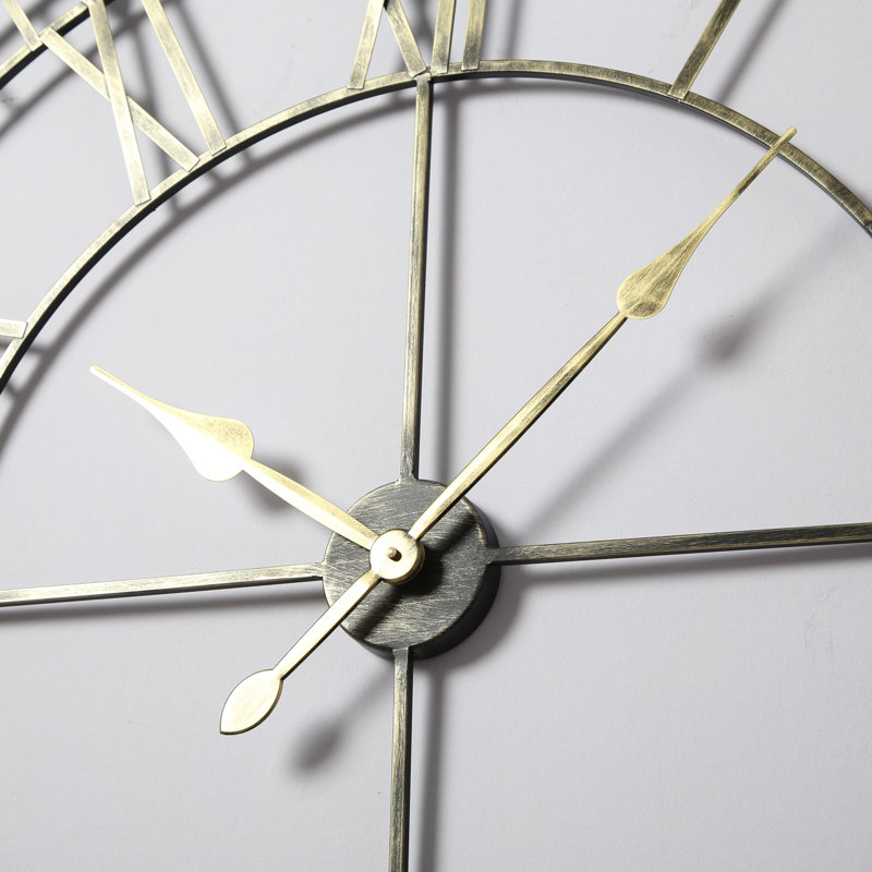 Elienor Iron Wall Clock, 100cm H x 100cm W x 5cm D, Black/Gold