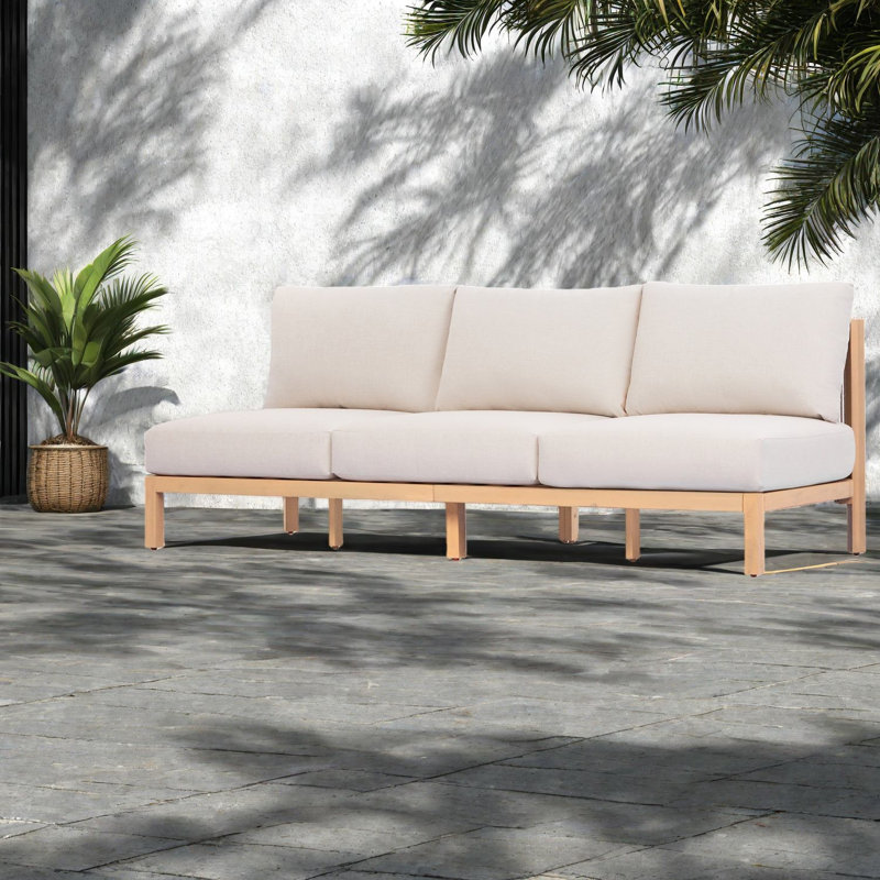 Canapés de patio durables, salon d'extérieur moderne en bois d'acacia de 73 pouces