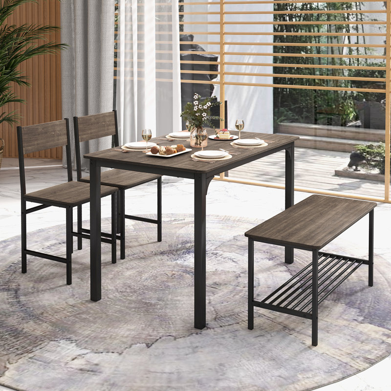 Ensemble repas pour 4 personnes Moorhead, gris, Gris / noir