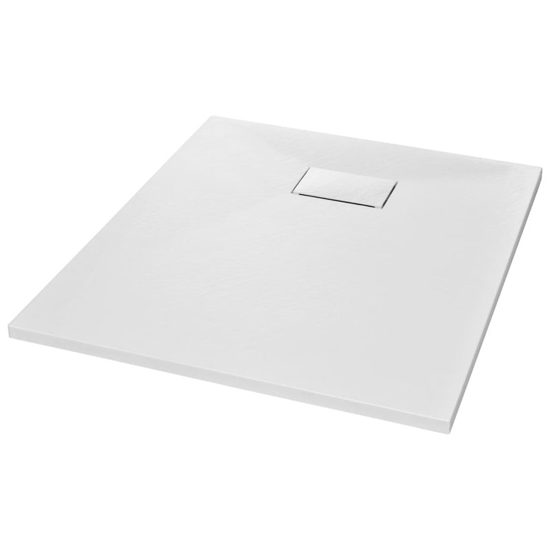 vidaXL Shower Base Tray SMC with resin, fibreglass and stone powder White 35.4"x27.6", White