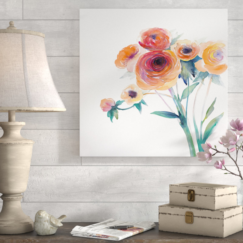 « fleurs », reproduction de peinture à l’huile sur toile tendue, H 24 po x l 24 po x P 1,5 po
