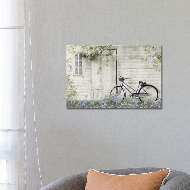 Blue Bike At Barn by Lori Deiter - Wrapped Canvas Painting, 66.04 cm H x 45.72 cm W x 1.91 cm D