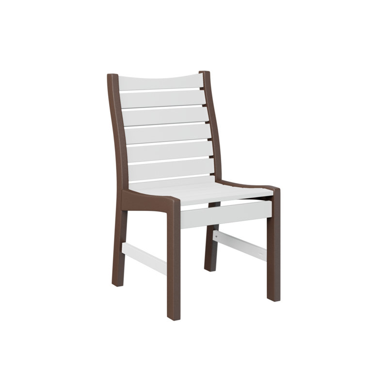 Bristol Outdoor Dining Side Chair, White/Chocolate Brown