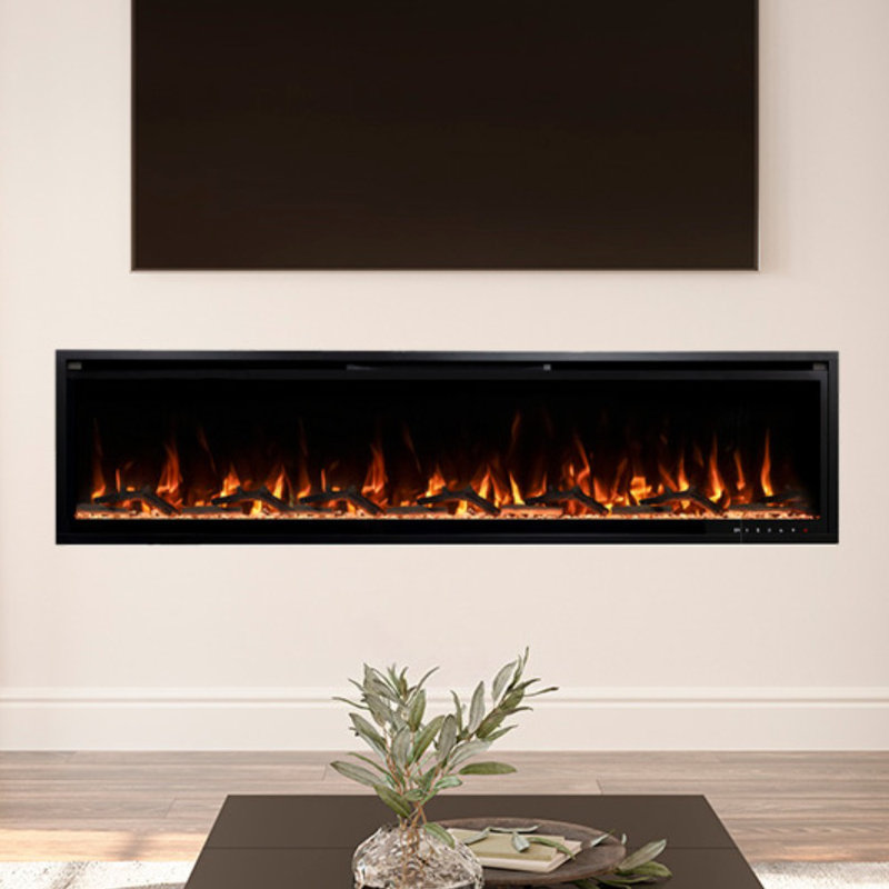 Aerus 72" Recessed or Wall Mounted Electric Fireplace, Alexa or Google Home Compatible, Logs & Crystals, Remote Control