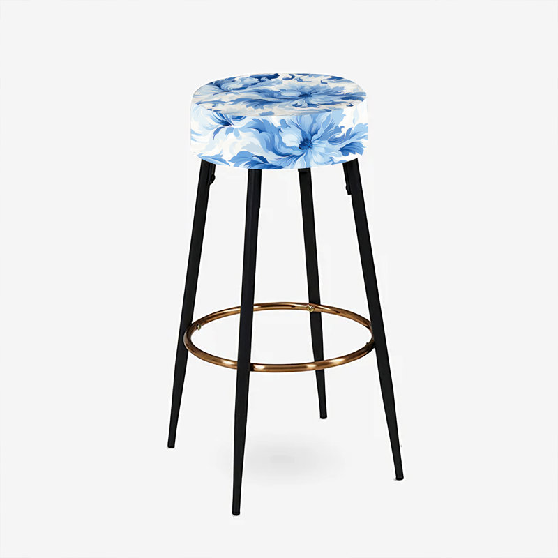 Ensemble de 2 tabourets de bar bleu et blanc Serene Ikat Zen