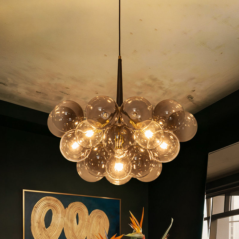 Eclectic-Style 6-Light Gradient Glass Bubble Chandelier