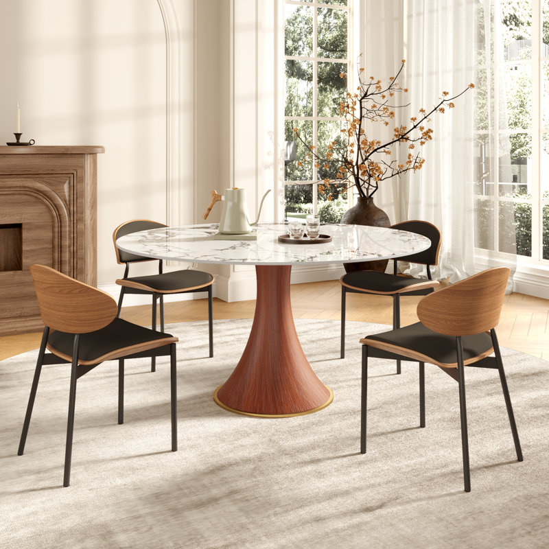 Ensemble de table de salle à manger de style Mid-Century 5/7 pièces avec chaises d'appoint rembourrées en éponge