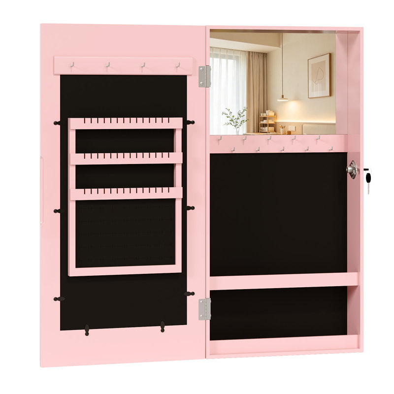 Armoire à bijoux murale avec miroir Tereasa, White