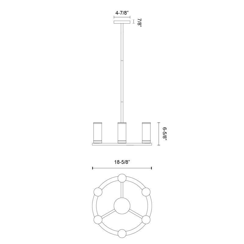 Revolve 6 - Light Chandelier, Polished Nickel