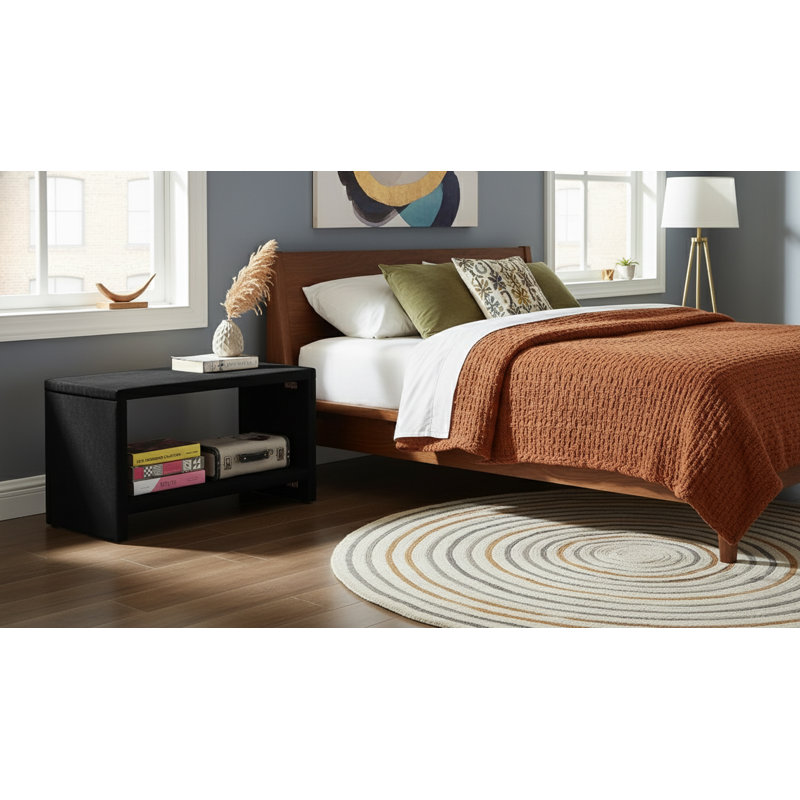 Table de chevet Stoffel, Velours noir