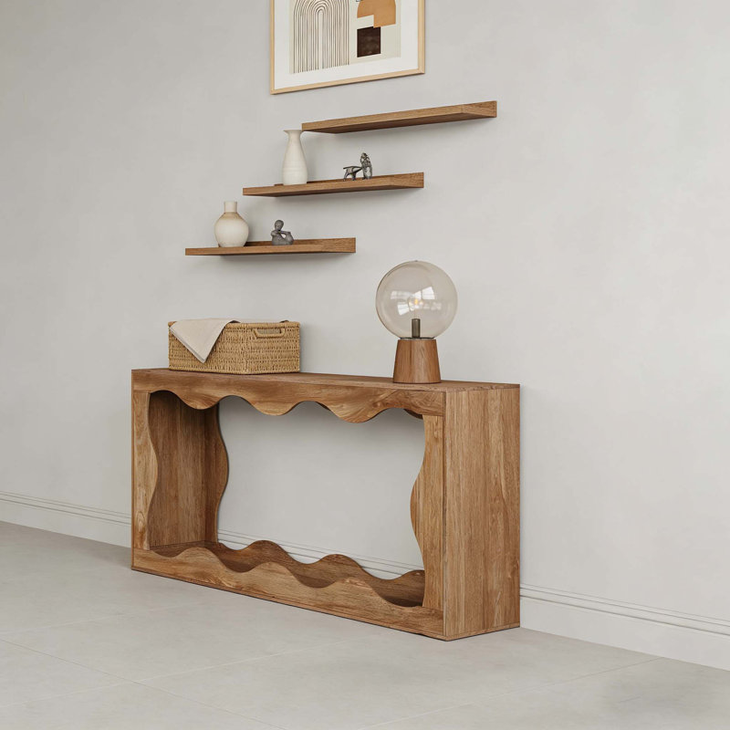 63" Console Table, Farmhouse Entryway Table Couch Table Behind Sofa, Wood Grain