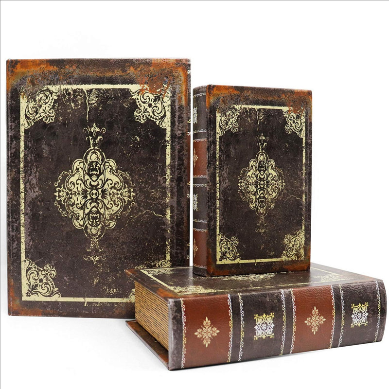 Wooden Decorative Book Boxes 3-Pack