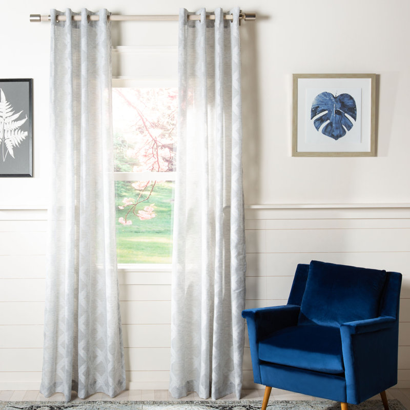 Kober Sheer Curtain Single Panel, 52" W x 96" L, Gray