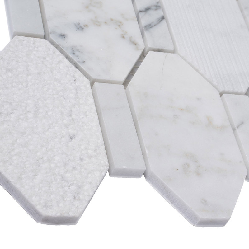 Marble Honeycomb Mosaic Wall & Floor Tile, White/Gray