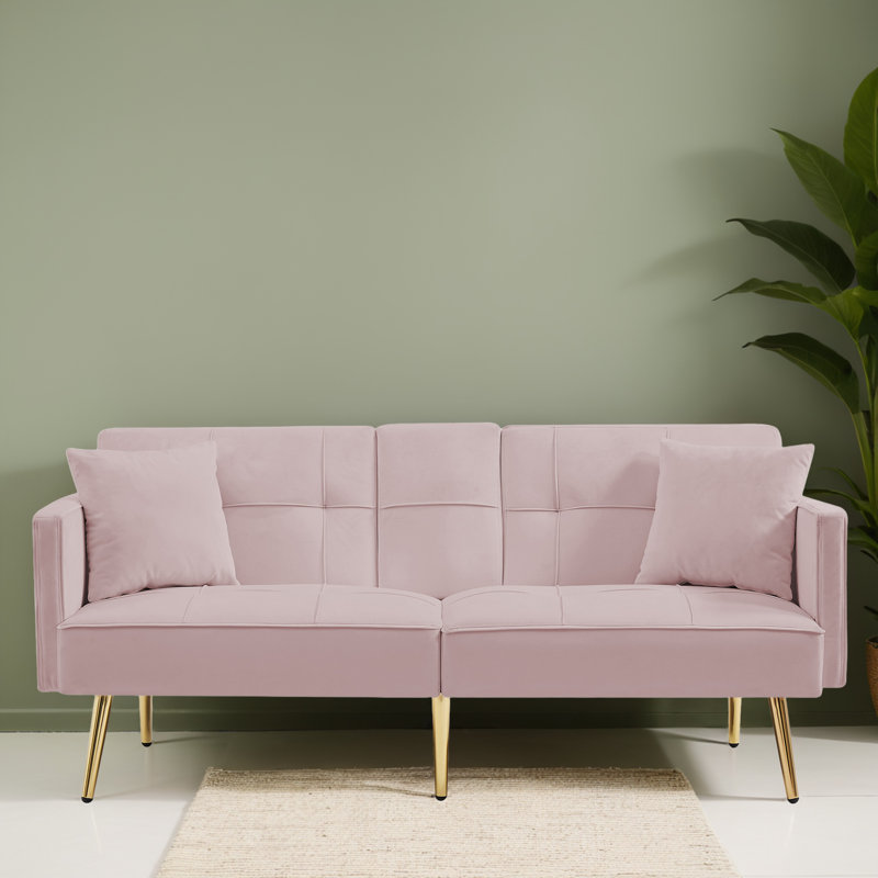 Canapé-lit inclinable convertible de 69 po de largeur avec porte-gobelet, Rose
