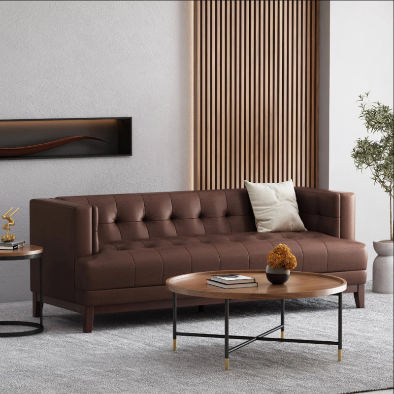 Modern Sofa 3 Seater Sofa, Dark Brown