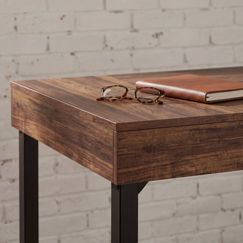 Iron Executive Desk, Dark Brown/Black