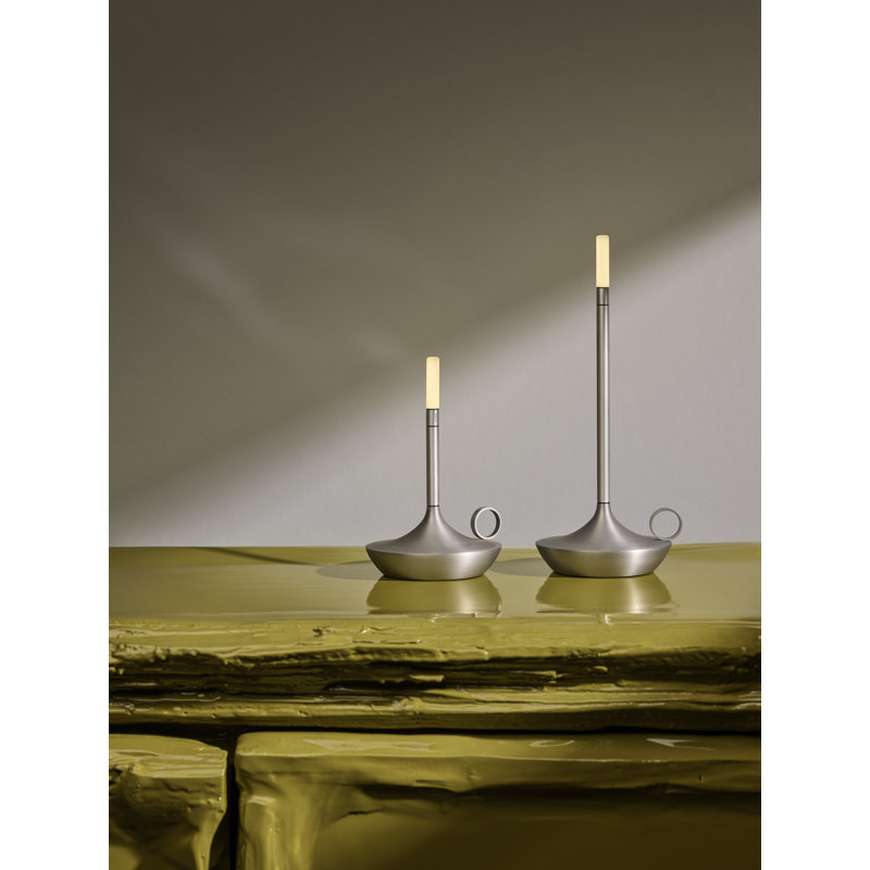 Candle-Inspired Portable Rechargeable Lamp - Wick, 6.5" H x 4.7" W x 4.7" D, Aluminum