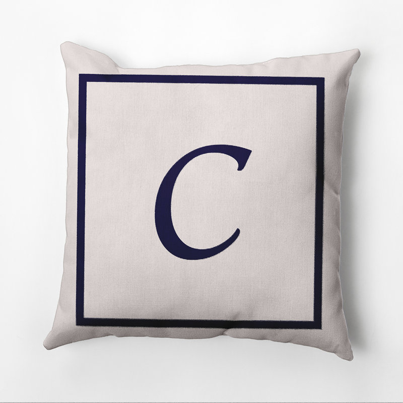 Reversible Throw Pillow, 26"x26", Navy Blue/White, C