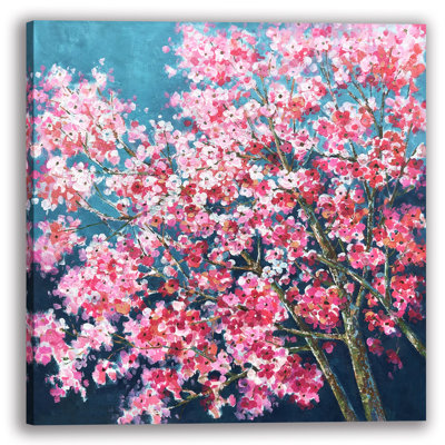 Fleurs de cerisier rouges - peinture sur toile tendue