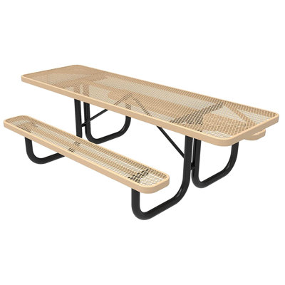 COATEDOUTDOORFURNITURE 8Ft Rect Picnic Table, Expanded, Tan, 2-Side ADA