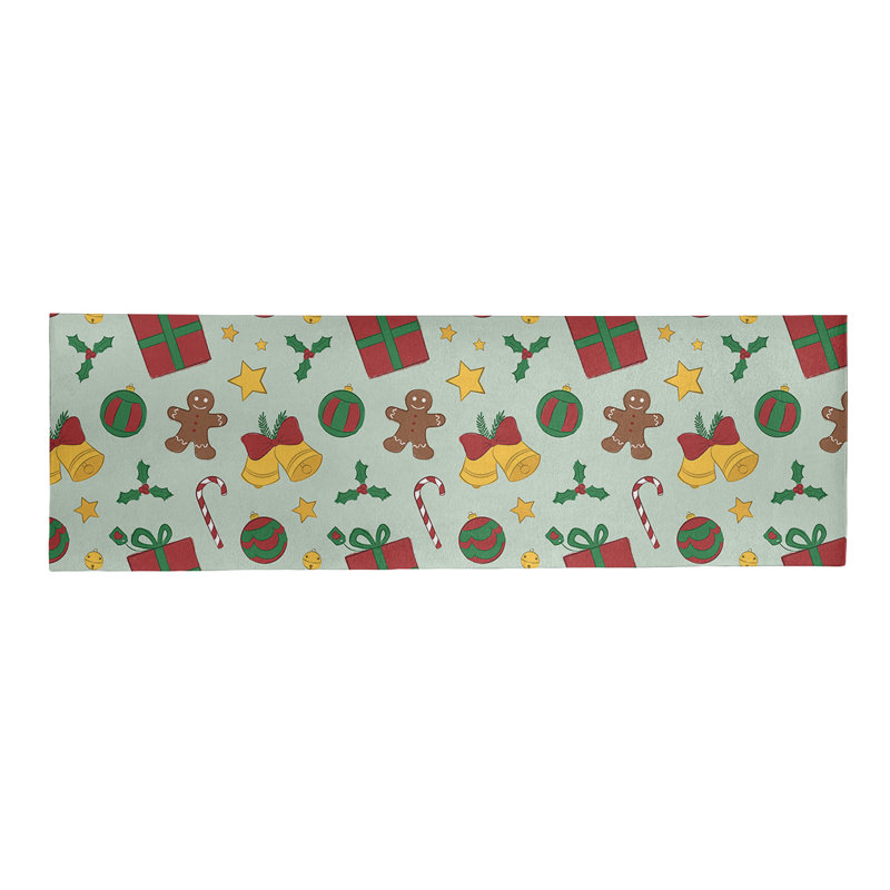 Tapis vert/rouge/jaune fait main, Tapis de couloir 2 pi x 8 pi