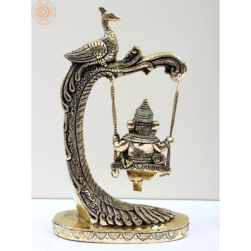 Figurine laiton laiton Ganesha sur paon