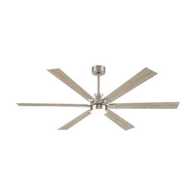 66'' Modern Wood Ceiling Fan With Led Light And Remote