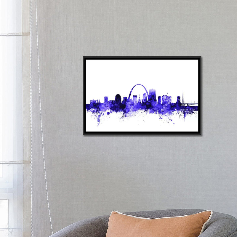 «St. Louis, Missouri Skyline» par Michael Tompsett - impression sur toile tendue, H 18 po x l 26 po x P 1,5 po, Pas de tapis