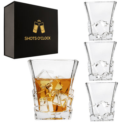 Ensemble de 4 verres à whisky de qualité supérieure - verres à whisky élégants pour scotch, malt unique - ensemble de verres à whisky dans une boîte cadeau - verres à whisky Rocks pour cocktails - ensemble de verres à la maison