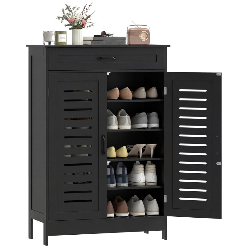 20 Pair Shoe Storage Cabinet, Black