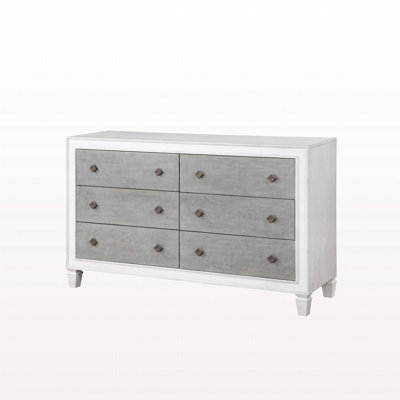Commode moderne rustique gris et blanc vieilli