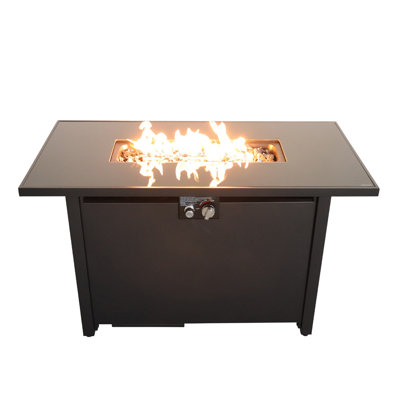 Table de foyer d'extérieur en acier avec couvercle